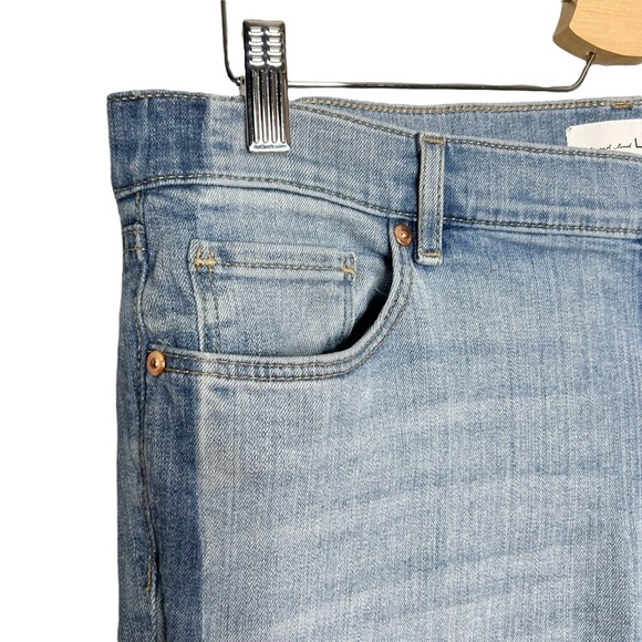 LOFT Light Wash Modern Skinny Side Stripe Step Raw Hem Jeans - Picture 2 of 14